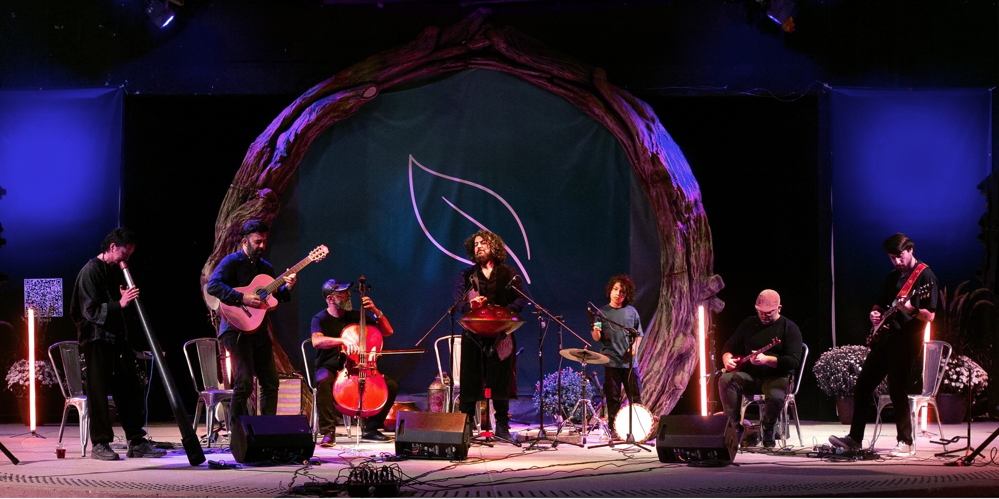 Handpan ensemble performing on stage