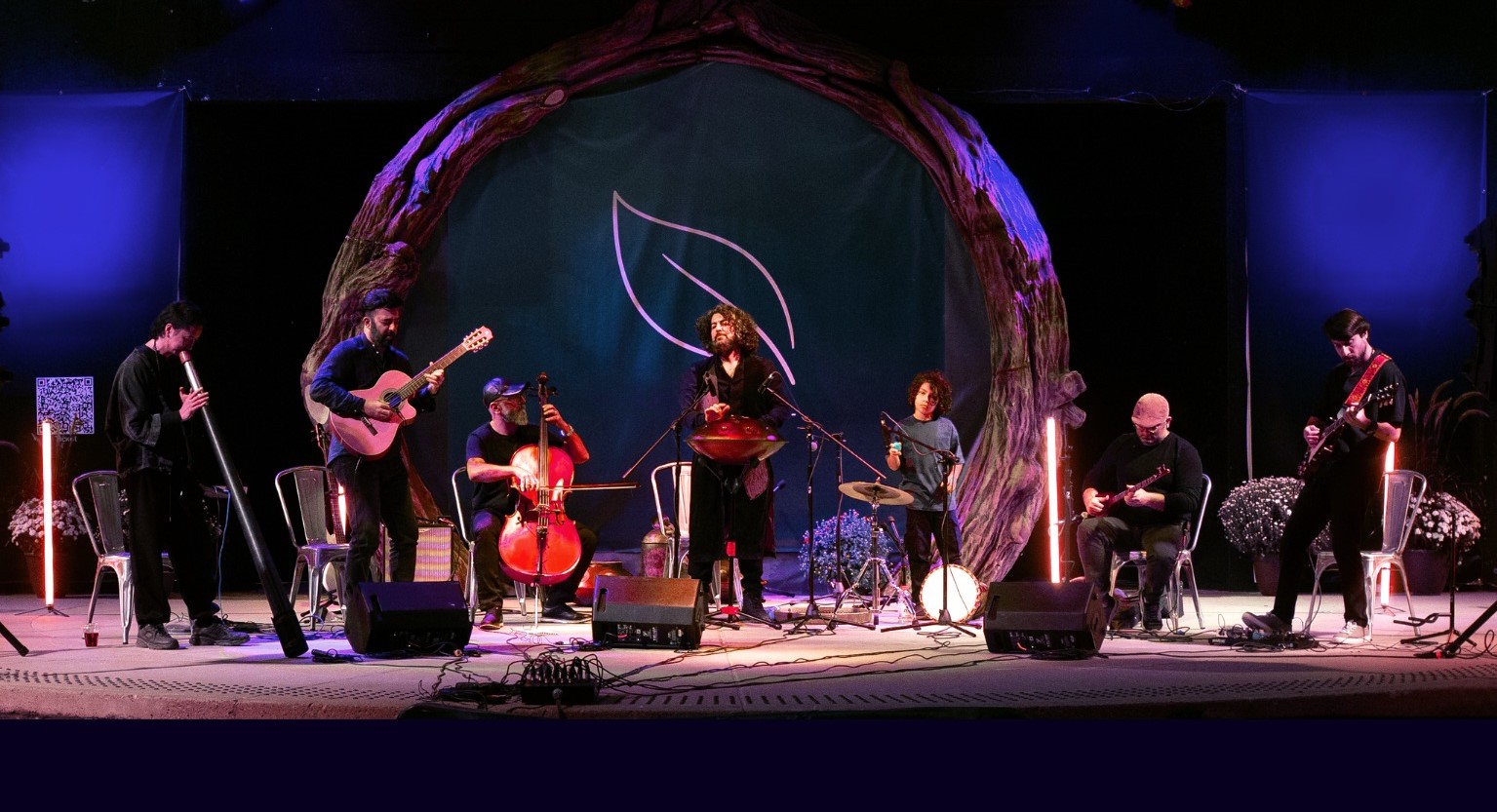 Handpan ensemble performing on stage
